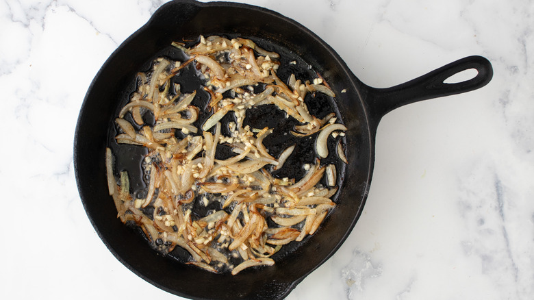 sauteed onion and garlic skillet