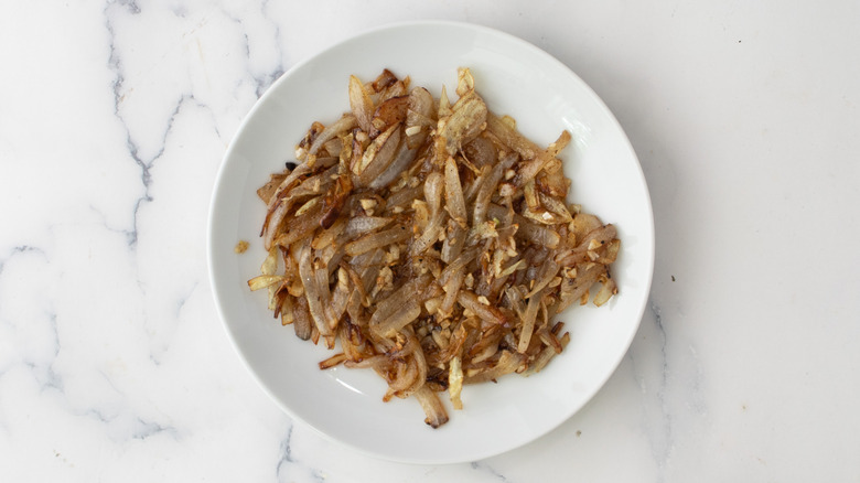 sauteed onion garlic on plate