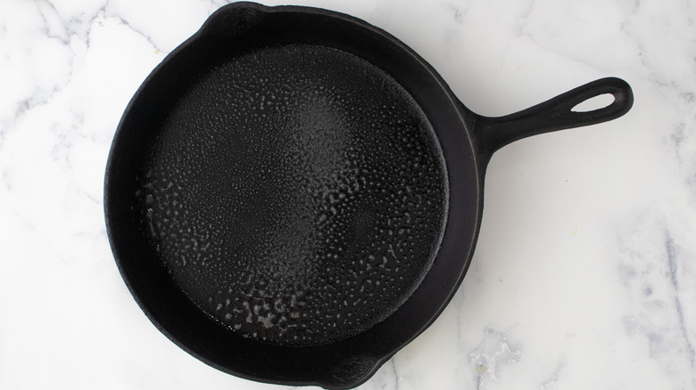 greased cast iron skillet