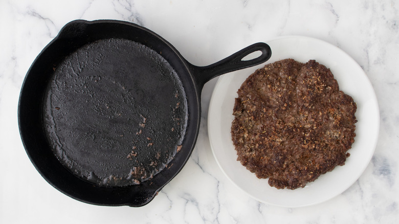 ground beef disc on plate