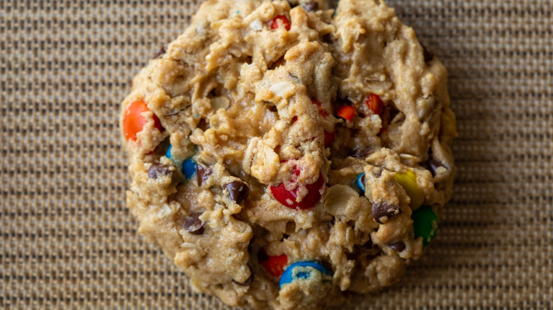 monster cookie on brown mat