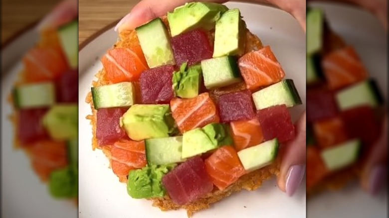 mosaic sushi waffle