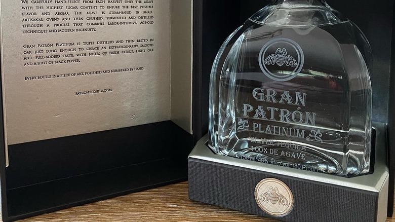 A bottle of Gran Patron tequila