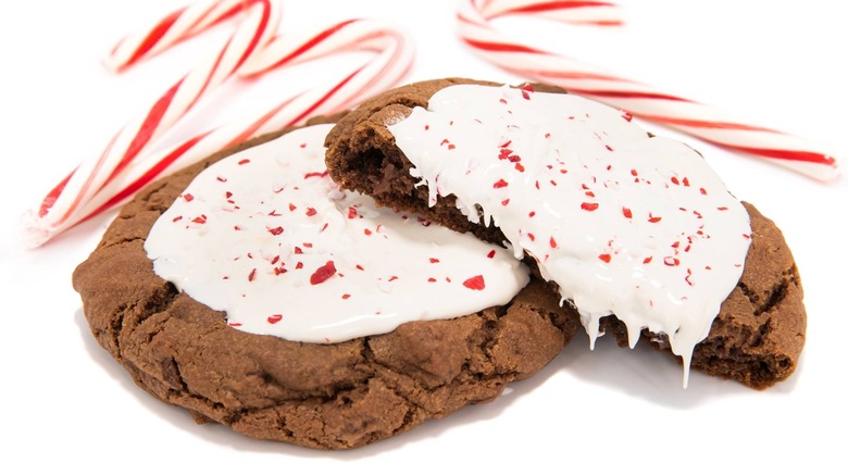 Peppermint Bark Crumbl cookie