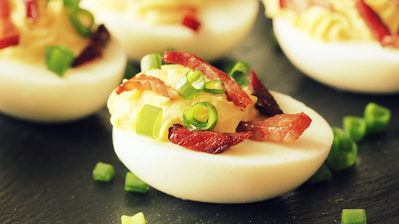 Deviled eggs bacon and chive