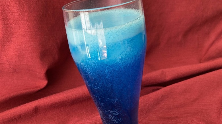 blue soda in tall glass