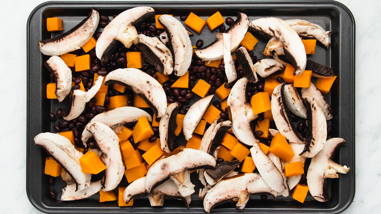 Vegetables on baking sheet