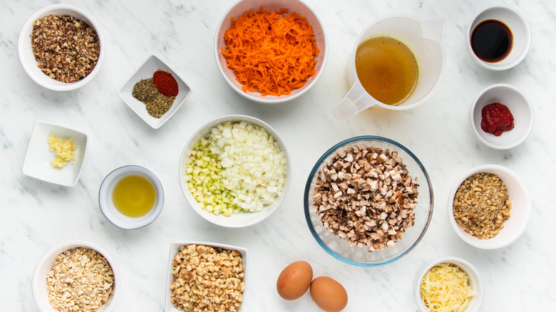 ingredients for vegetarian nut meatloaf