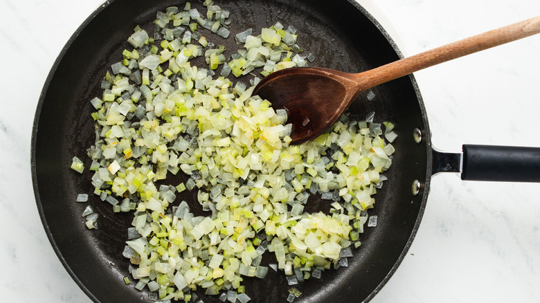 onion and celery sauteing