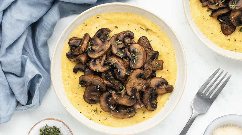 mushroom polenta in bowl