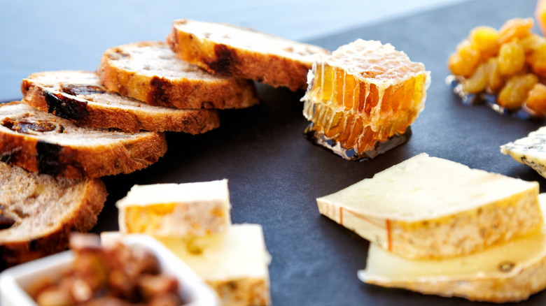 cinnamon bread on cheese plate