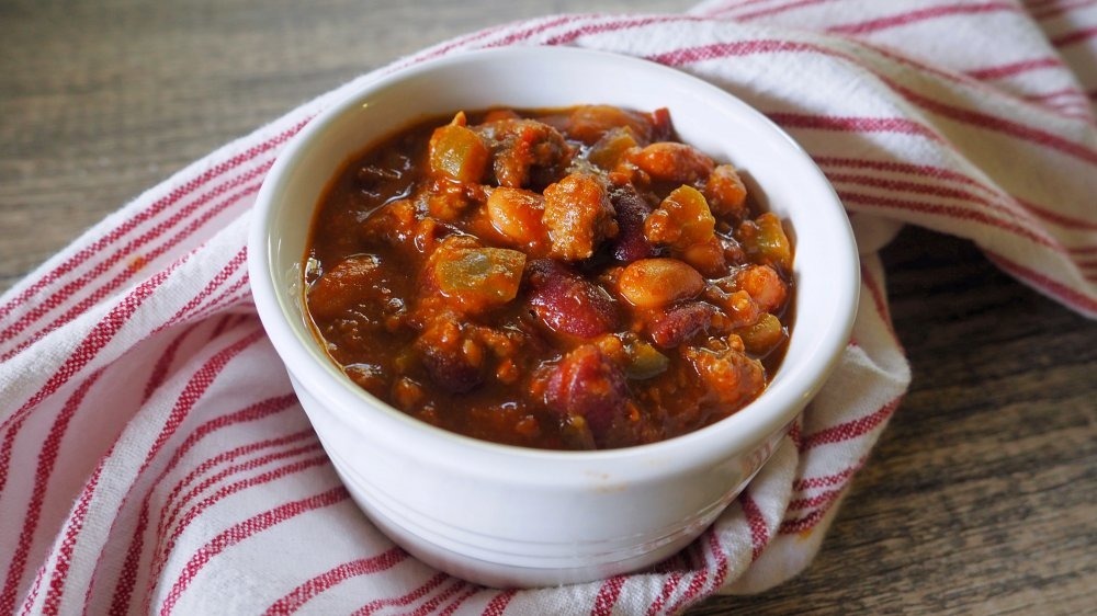 A cup of chili for the Super Bowl