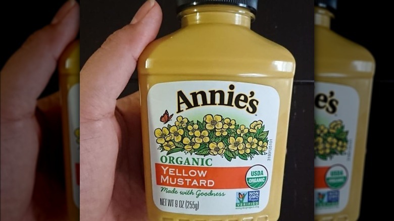 Bottle of Annie's Organic yellow mustard