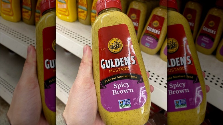 Bottle of Gulden's spicy brown mustard