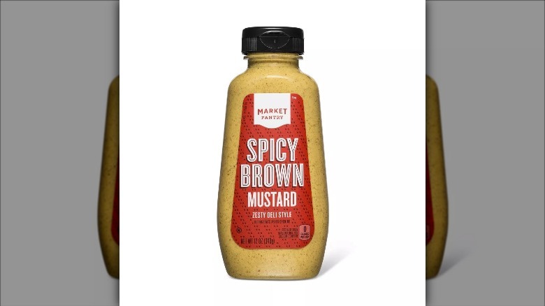 Bottle of Market Pantry Spicy Brown Mustard zesty deli style