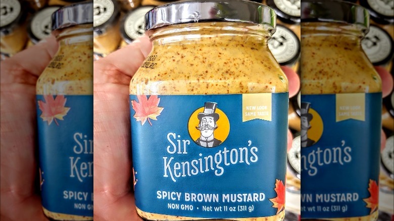 Jar of Sir Kensington's spicy brown mustard