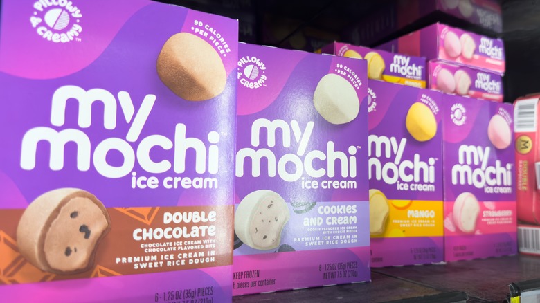 my/mochi boxes on shelves