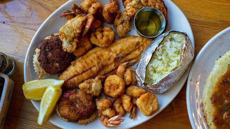 Fried seafood meal