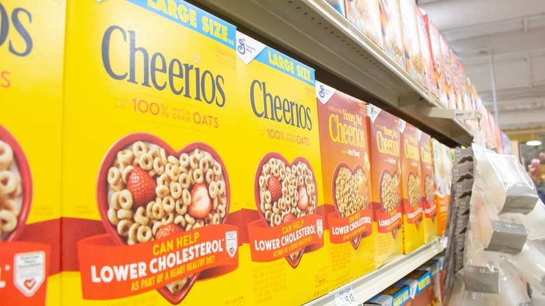 boxes of Cheerios on shelf