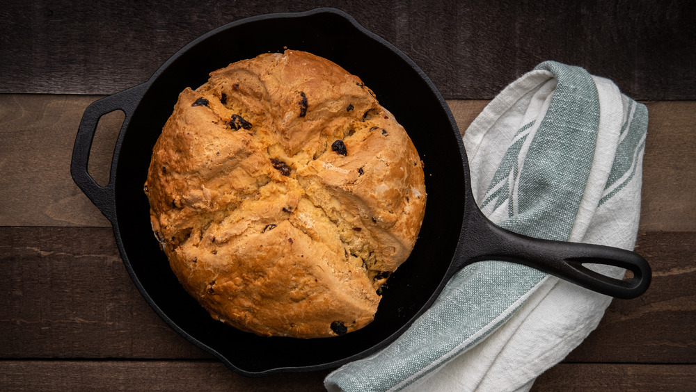 baked Irish soda bread with a cross