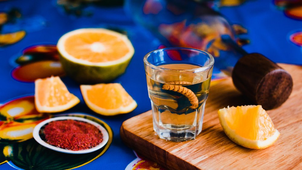 Mezcal with orange, chili salt and worm de maguey