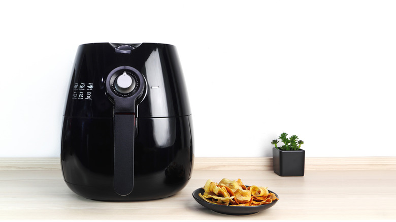 air fryer in the back of a counter