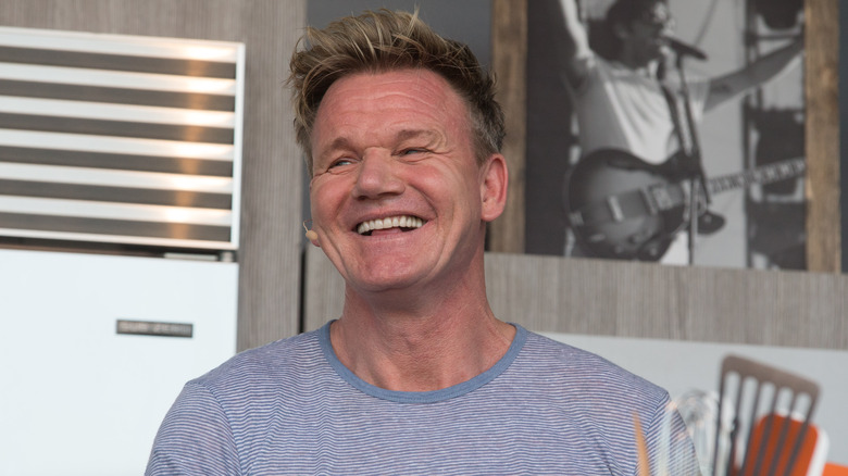 Gordon Ramsay laughing in the kitchen