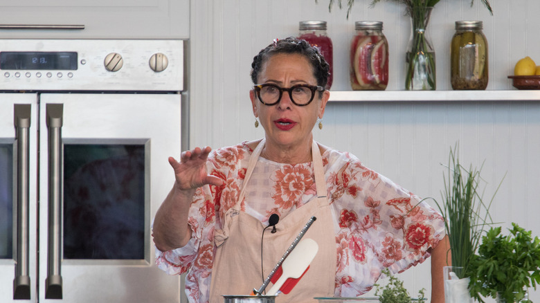 Nancy Silverton leading cooking demonstration