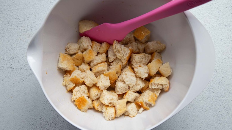 chopped biscuits in bowl