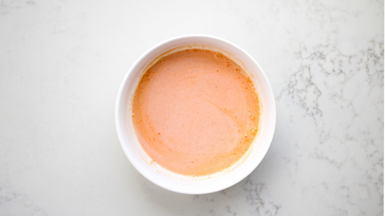 pinkish liquid in bowl