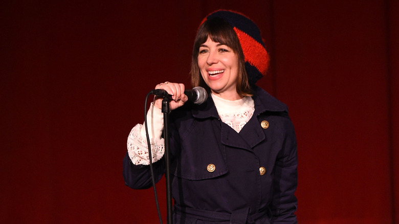 Natasha Leggero in a black jacket