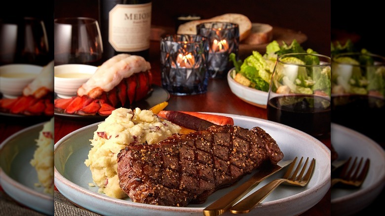 Steak dinner on table