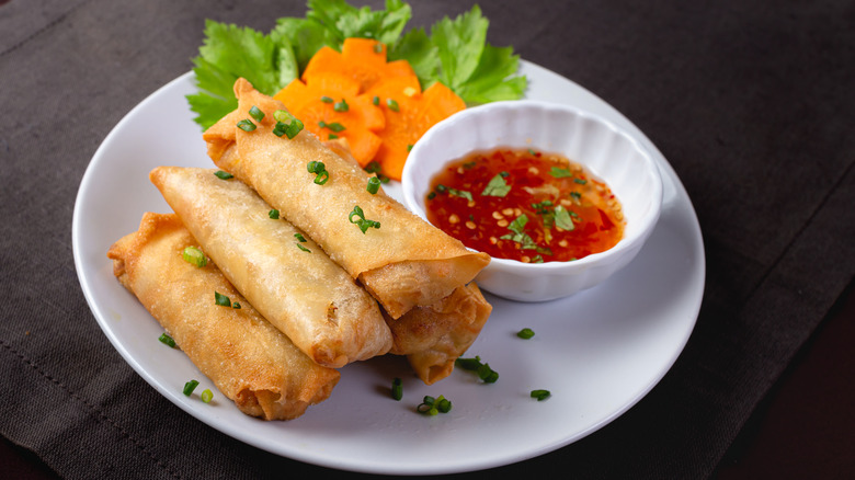 Spring rolls on plate