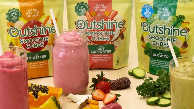 Outshine Smoothie Cubes and smoothies in glasses