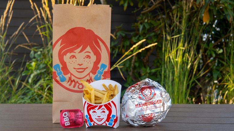 Wendy's burger paper bag fries bbq