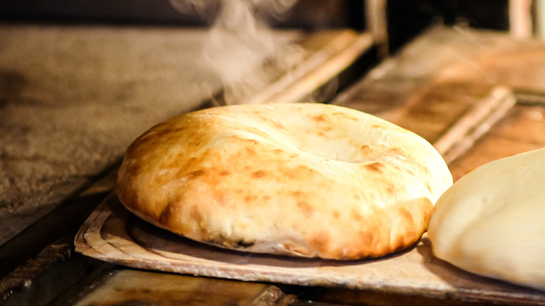 Pita with steam in oven