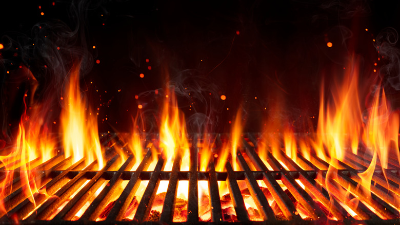 barbecue grill flames