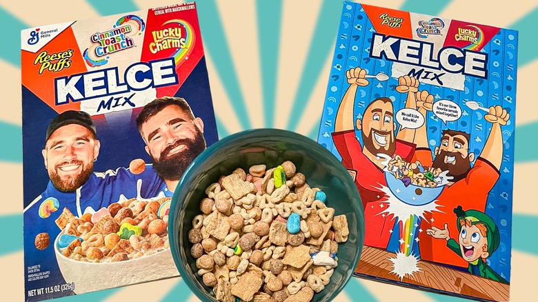 kelce cereal boxes and bowl