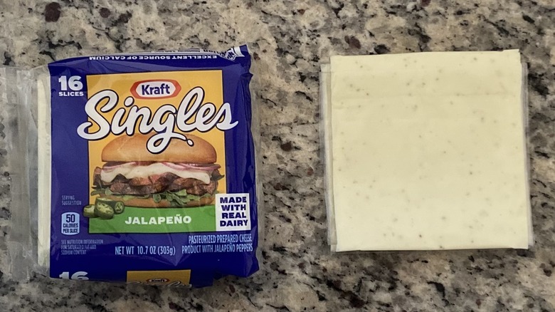 Jalapeño Kraft Singles beside package