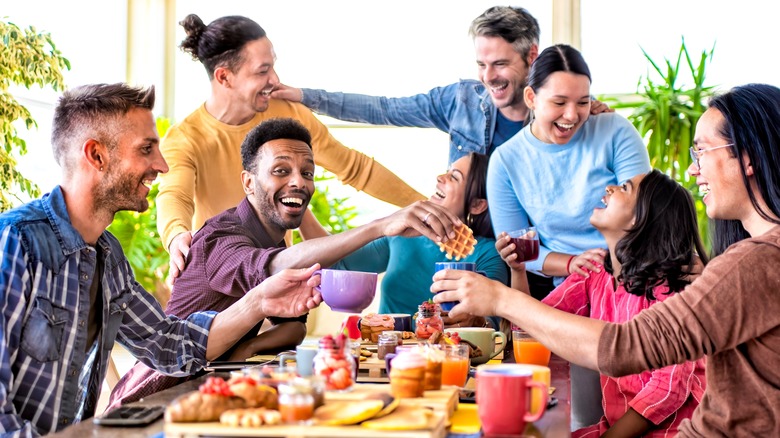 people eating a meal together