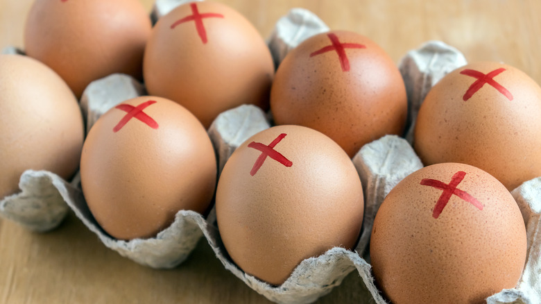 Eggs with x marks