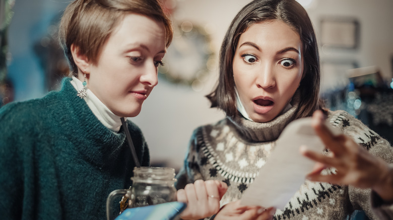 women shocked by restaurant bill