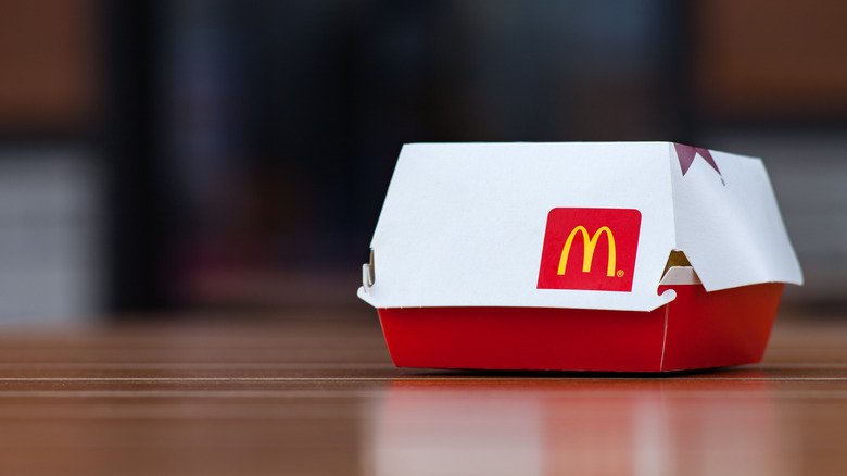 A close up of a McDonald's sandwich box