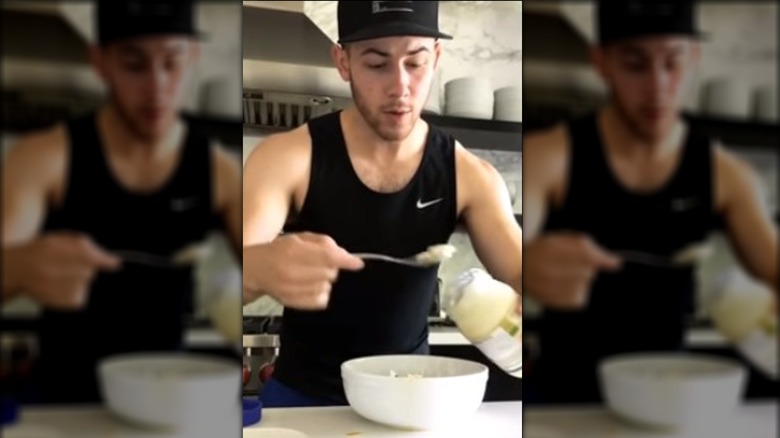 Nick Jonas making tuna fish