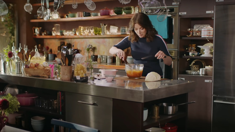 Nigella Lawson making a sauce