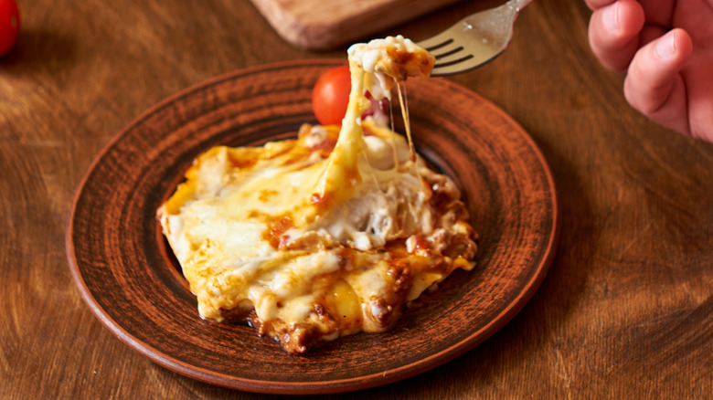 Lasagna and fork