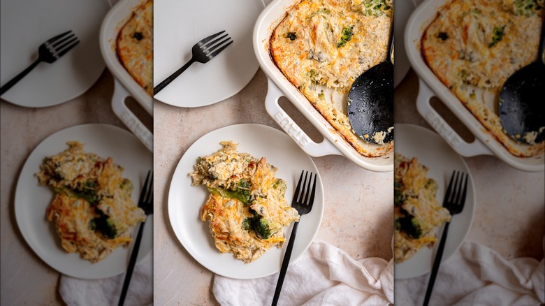 Chicken casserole served on a plate