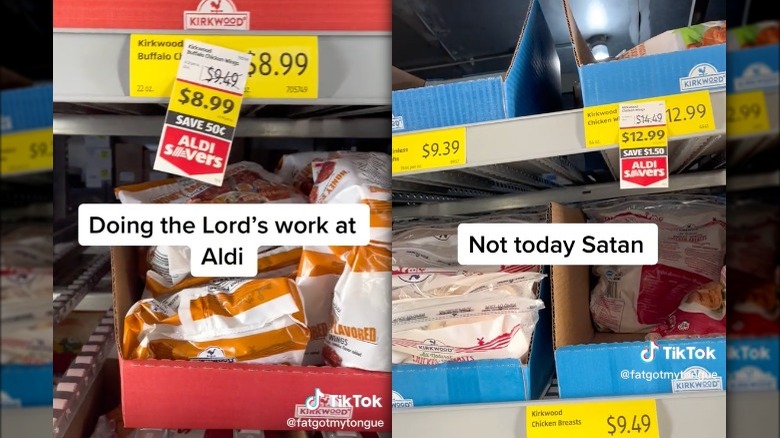 TikTok user switching Aldi price tags