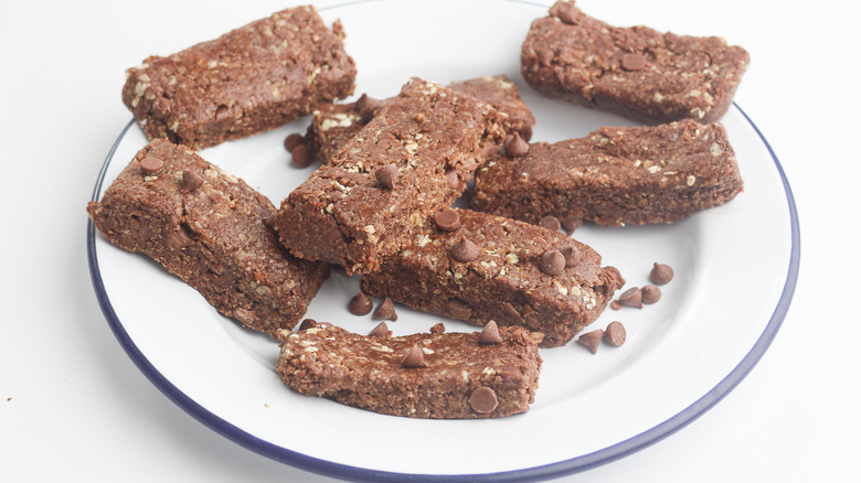 plate of chocolate oat bars