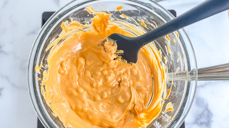 melted peanut butter in bowl